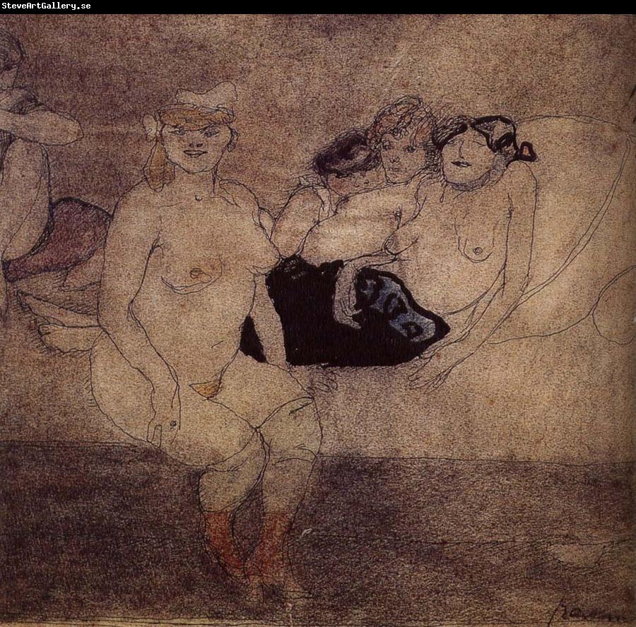 Jules Pascin Five Woman in the bed